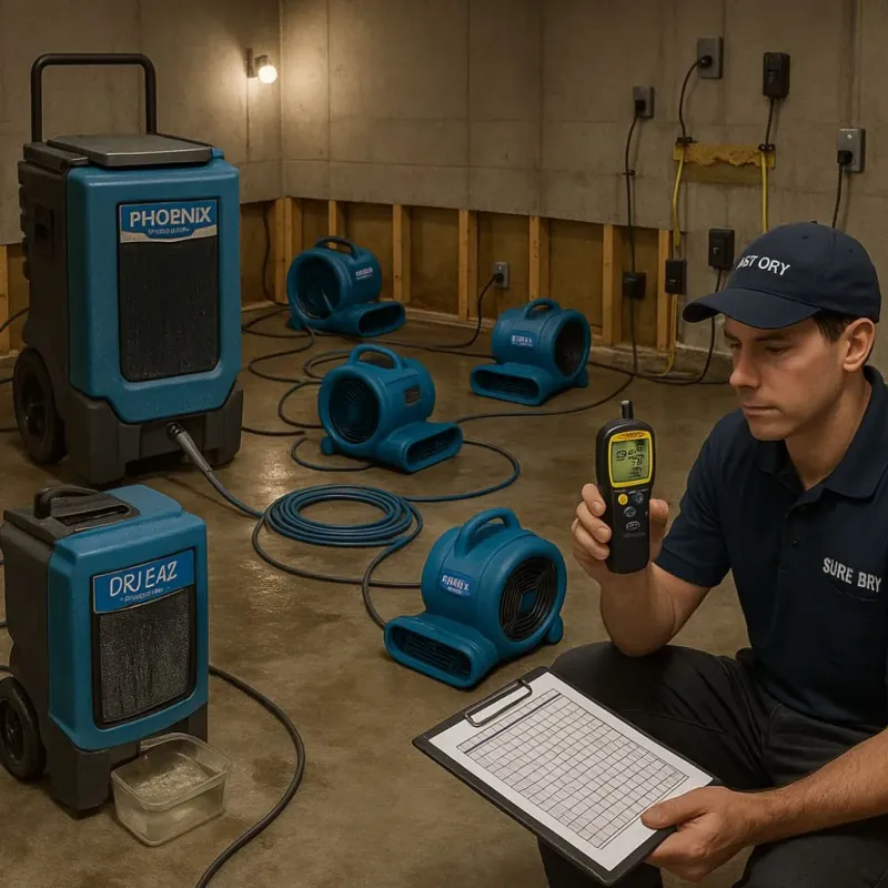 Structural Drying and Dehumidification process in Napoleon, ND